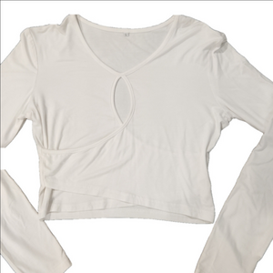 Ladies Long Sleeve Crop Top Large